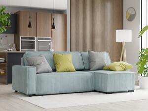 Svijetlo plava kutna sofa na razvlačenje SMART, obostrana