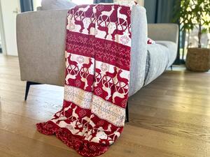 Crveno-bijela božicna deka od mikropliša SOBI Dimenzije: 160 x 200 cm