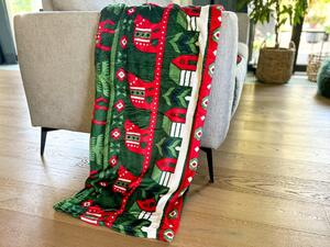 Zelena božicna deka od mikropliša TREES Dimenzije: 160 x 200 cm