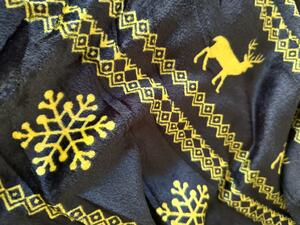 Crna božicna deka od mikropliša GOLDEN DEER Dimenzije: 160 x 200 cm