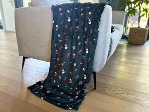 Tamnozelena božicna deka od mikropliša BOŽICNA KAPA Dimenzije: 160 x 200 cm