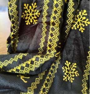 Crna božicna deka od mikropliša GOLDEN DEER Dimenzije: 160 x 200 cm