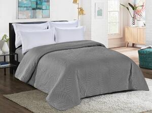 Sivi prekrivač za krevet sa uzorkom LEAVES Dimenzije: 170 x 210 cm