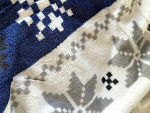 Bijelo-plava božicna deka od mikropliša WINTER Dimenzije: 160 x 200 cm