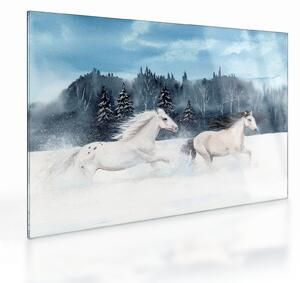 Staklena slika naslikanih konja (70x50 cm)