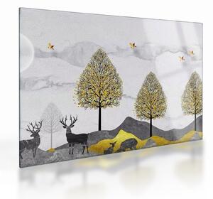 Staklena slika naslikanih jelenova (70x50 cm)