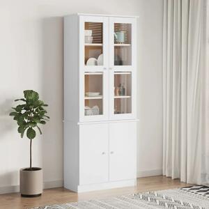 Staklena vitrina ALTA bijela 77x35x186 5 cm od masivne borovine - Bijela 1 Bijela