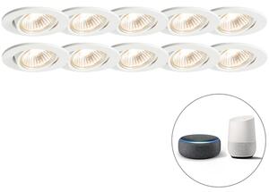 Set od 10 pametnih ugradbenih reflektora bijele boje koji se mogu naginjati uključujući Wifi GU10 - Cisco