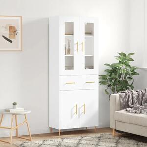 Visoka komoda bijela 69 5x34x180 cm konstruirano drvo - Bijela 1 2 vrata 2 ladice Bijela