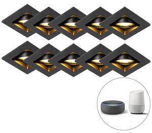 Set od 10 pametnih ugradbenih crnih reflektora uključujući Wifi GU10 - Qure