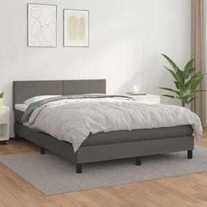 Boxspring - Krevet s oprugama i madracem sivi 140x190 cm od umjetne kože - Siva 140 x 190 cm Gladak dizajn Siva