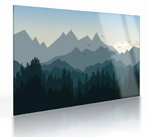 Staklena slika - Planine pogledom grafičara (70x50 cm)