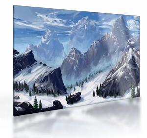 Staklena slika - Naslikane planine (70x50 cm)