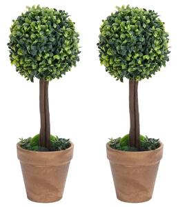 Umjetni šimširi s posudama 2 kom u obliku kugle zeleni 41 cm - 11.5 x 41 cm 2 11.5 x 41 cm