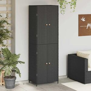 Vrtni ormarić za pohranu crni 59 x 40 x 180 cm od poliratana - Crna 1 1 Crna