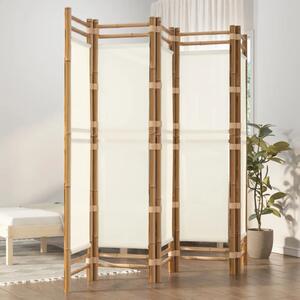 Paravan - Sklopiva sobna pregrada s 5 panela 200 cm od bambusa i platna - Krem bijela 200 x 180 cm 1 Krem bijela