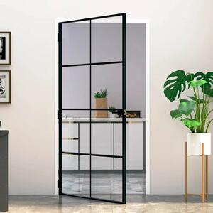 Sobna vrata crna 102 x 201 5 cm kaljeno staklo i aluminij tanka - Crna i prozirna 102 x 201.5 cm 1 Mreže 4 x 2