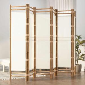 Paravan - Sklopiva sobna pregrada s 6 panela 240 cm od bambusa i platna - Krem bijela 240 x 180 cm 1 Krem bijela