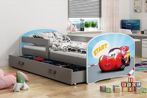 Dječji krevet sa ladicom + madrac - LUKI - CARS - Grafit - 160x80 ODMAH DOSTUPNO!