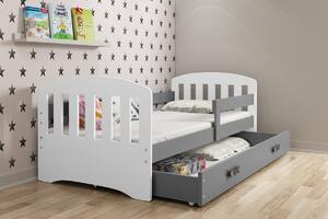 Dječji krevet sa ladicom + madrac - HAPPY - 160x80 Grafit - Bijeli ODMAH DOSTUPNO!