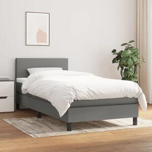 Boxspring - Krevet s oprugama i madracem tamnosivi 90x200 cm od tkanine - Tamno siva 90 x 200 cm Gladak dizajn Tamno siva