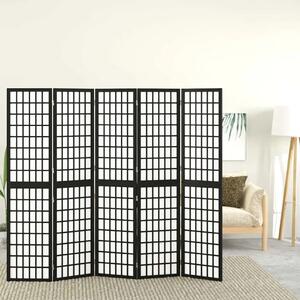 Paravan - Sklopiva sobna pregrada 5 panela japanski stil 200x170 cm crna - Crna 200 x 170 cm 1 1