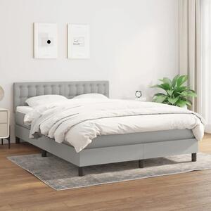 Krevet box spring s madracem svjetlosivi 140x200 cm od tkanine - Svjetlosiva 140 x 200 cm gumbi Svjetlosiva