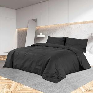 Set posteljine za poplun crni 240x220 cm lagana mikrovlakna - Crna 240 x 220 cm + 60 x 70 cm 1 1
