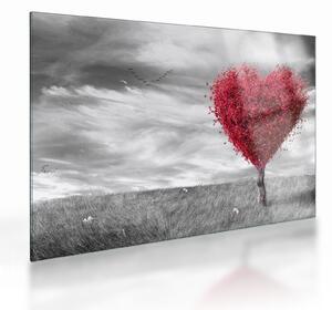 Staklena slika - Krošnja stabla u obliku srca (70x50 cm)