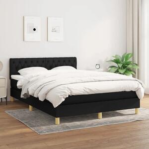 Boxspring - Krevet s oprugama i madracem crni 140x200 cm od tkanine - Crna 140 x 200 cm Dizajn s gumbima Crna