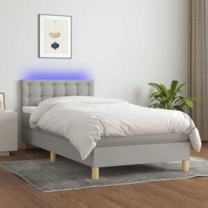 Krevet box spring s madracem LED svjetlosivi 100x200 cm tkanina - Svjetlosiva 100 x 200 cm gumbi Svjetlosiva