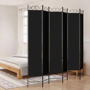 Paravan - Sobna pregrada s 6 panela crna 240x220 cm od tkanine - Crna 240 x 220 cm 1 1