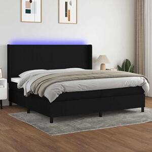 Krevet box spring s madracem LED crni 200x200 cm od tkanine - Crna 200 x 200 cm Gladak dizajn Crna
