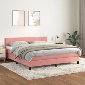 Boxspring - Krevet s oprugama i madracem ružičasti 160x200 cm baršunasti - Ružičasta 160 x 200 cm Gladak dizajn Ružičasta