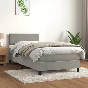 Box spring krevet s madracem svjetlosivi 90x190 cm baršunasti - Svjetlosiva 90 x 200 cm Gladak dizajn Svjetlosiva