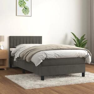 Box spring krevet s madracem tamnosivi 100x200 cm baršunasti - Tamno siva 100 x 200 cm Okomite pruge Tamno siva