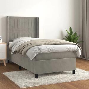Box spring krevet s madracem svjetlosivi 80 x 200 cm baršunasti - Svjetlosiva 80 x 200 cm Okomite pruge Svjetlosiva