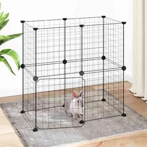 Kavez za ljubimce s 12 panela i vratima crni 70 x 35 x 70 cm čelični - 4.3 x 4.3 cm 12 panela sa vratima 4 3 x 4 3 cm 12 panela