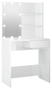 VidaXL Toaletni stolić s LED svjetlima sjajni bijeli 74,5x40x141 cm