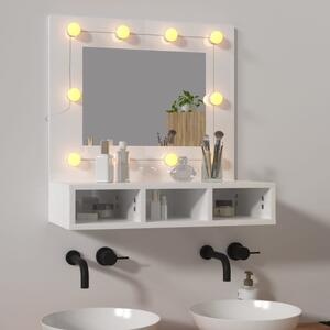 VidaXL Ormarić s ogledalom i LED svjetlima sjajni bijeli 60x31,5x62 cm