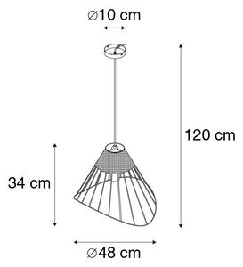 Držačna viseća svjetiljka crna 48 cm s ratanom - Treccia