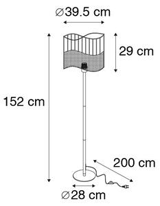 Seoska podna svjetiljka crna s ratanom - Treccia