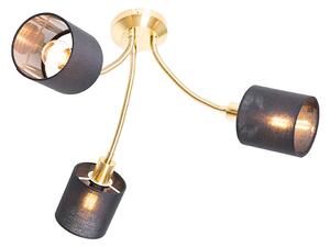 Moderna stropna svjetiljka od mesinga s crnim sjenilom 3 svjetla - Merwe