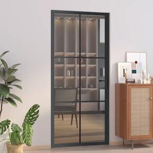 Unutarnja vrata 93 x 201 5 cm crna od ESG stakla i aluminija - Crna i tamnoprozirna 93 x 201.5 cm 1 Rešetke 3 x 2