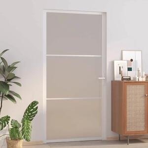 Unutarnja vrata 102 5x201 5 cm Bijela od mat stakla i aluminija - Bijela i mutna 102.5 x 201.5 cm 1 2 vodoravne šipke