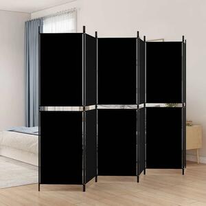 Paravan - Sobna pregrada s 6 panela crna 300 x 180 cm od tkanine - Crna 300 x 180 cm 1 1