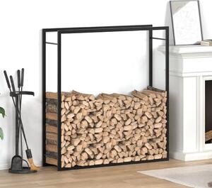 Stalak za drva za ogrjev mat crni 110x28x116 cm čelični - Crna 110 x 28 x 116 cm Crna 110 x 28 x 116 cm