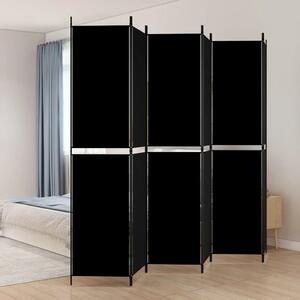 Paravan - Sobna pregrada s 6 panela crna 300 x 220 cm od tkanine - Crna 300 x 220 cm 1 1