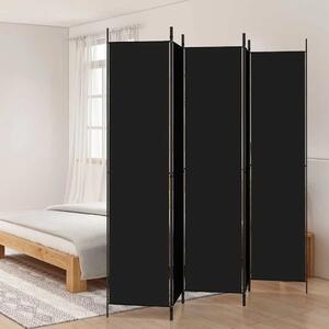 Paravan - Sobna pregrada s 5 panela crna 250 x 220 cm od tkanine - Crna 250 x 220 cm 1 1