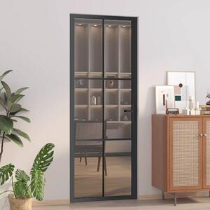 Unutarnja vrata 76 x 201 5 cm crna od ESG stakla i aluminija - Crna i tamnoprozirna 76 x 201.5 cm 1 Rešetke 3 x 2